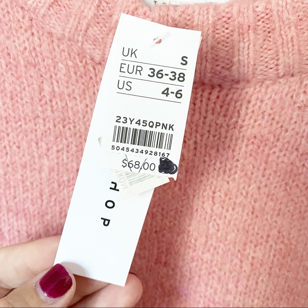 Topshop Supersoft Deep Ribbed Hem Crewneck Sweater Pink S NWT - Picture 8 of 14